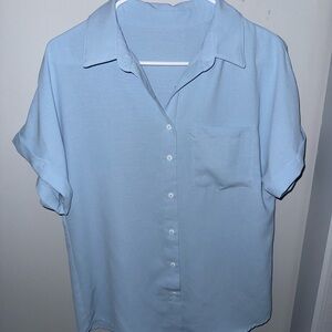 Light Blue Short Sleeve Button-Up Shirt